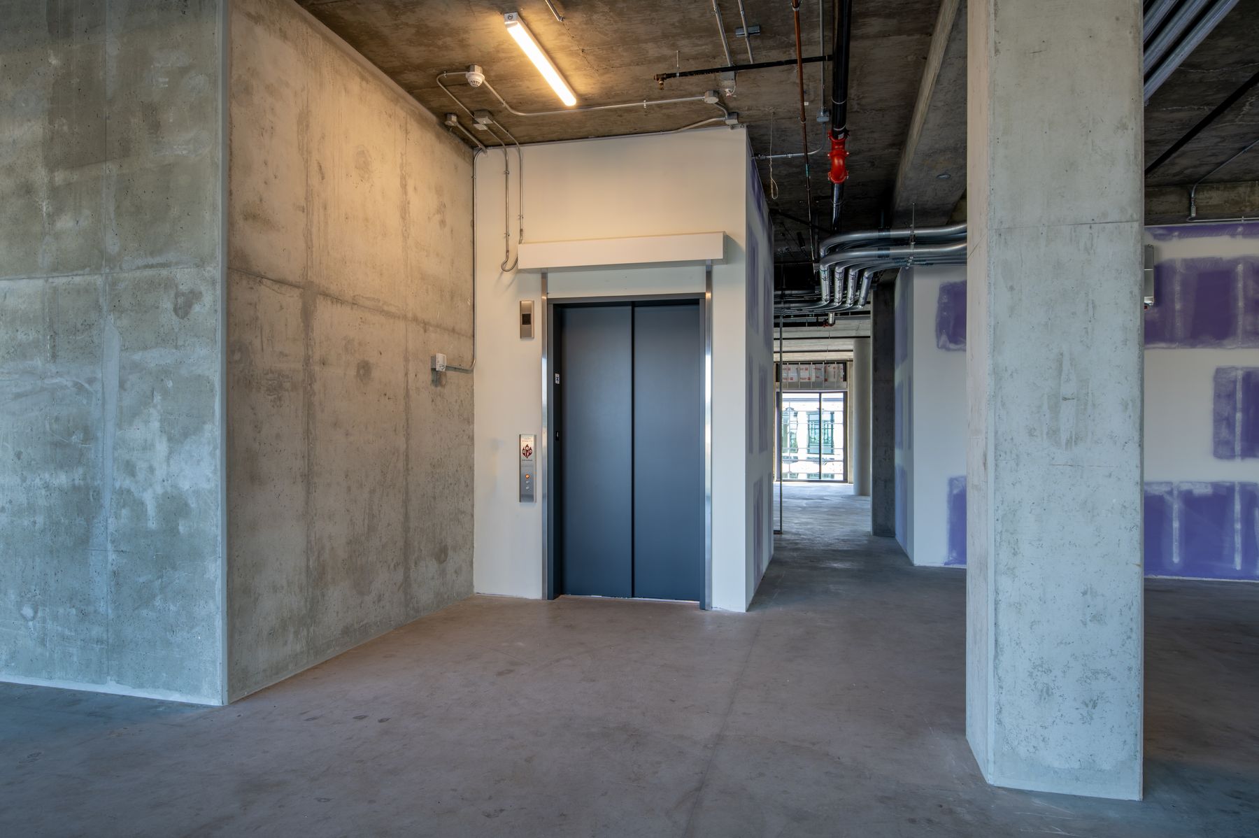 A new elevator in a building under construction